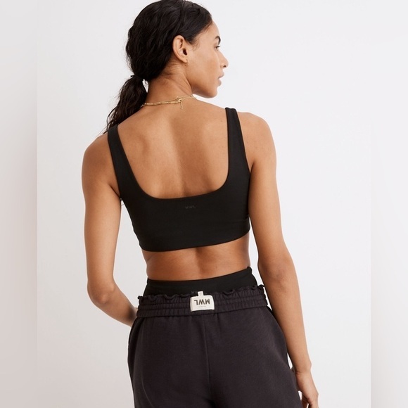 Madewell Flex Square Neck Sports Bra in True Black Size XS NWT - Picture 6 of 11
